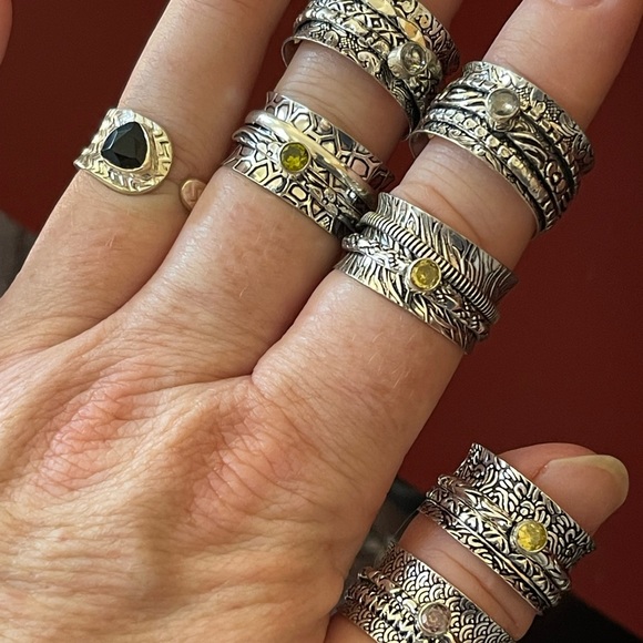 Silver meditation spinner rings with Gemstones - Picture 5 of 9